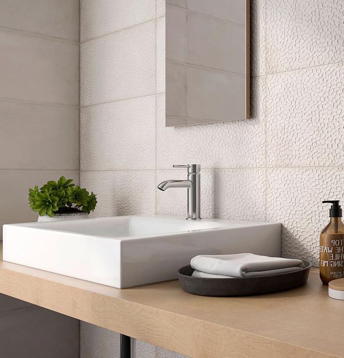 white glazed ceramic tile sink