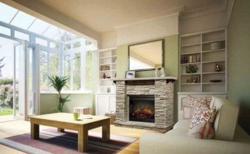 Contemporary Rustic Living Room Fireplace