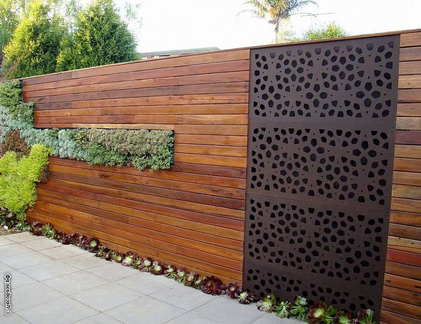 Wooden fence with metal